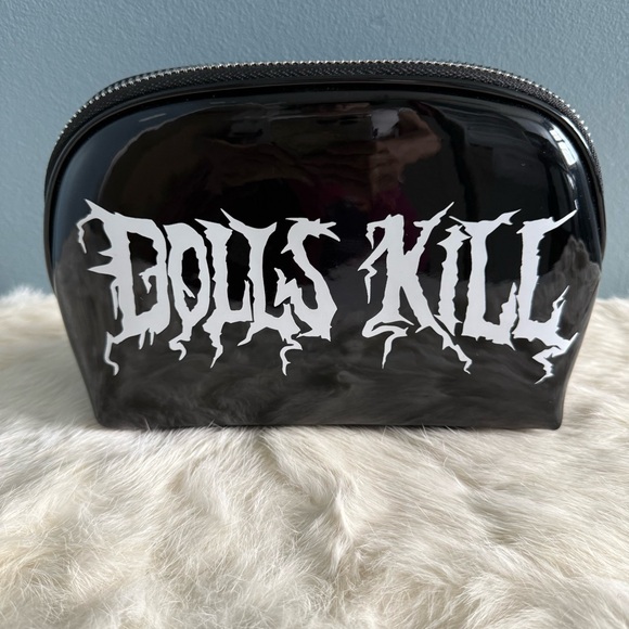 Dolls Kill Handbags - Dolls Kill Black Patent Leather Cosmetic Travel Bag